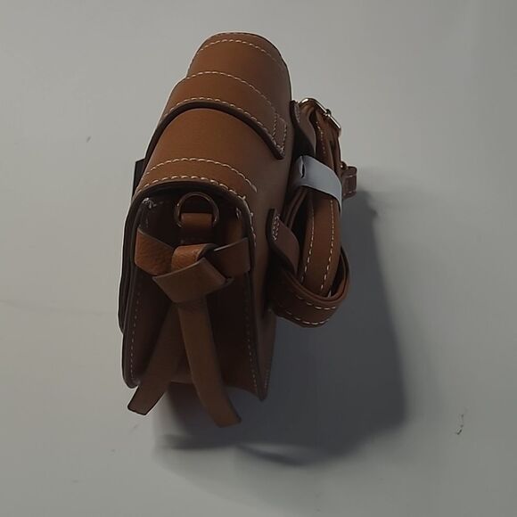 NEW CONVERTIBLE BELT BAG CROSSBODY PURSE COGNAC VEGAN LEATHER TRAVEL BAG NWT - Picture 3 of 5
